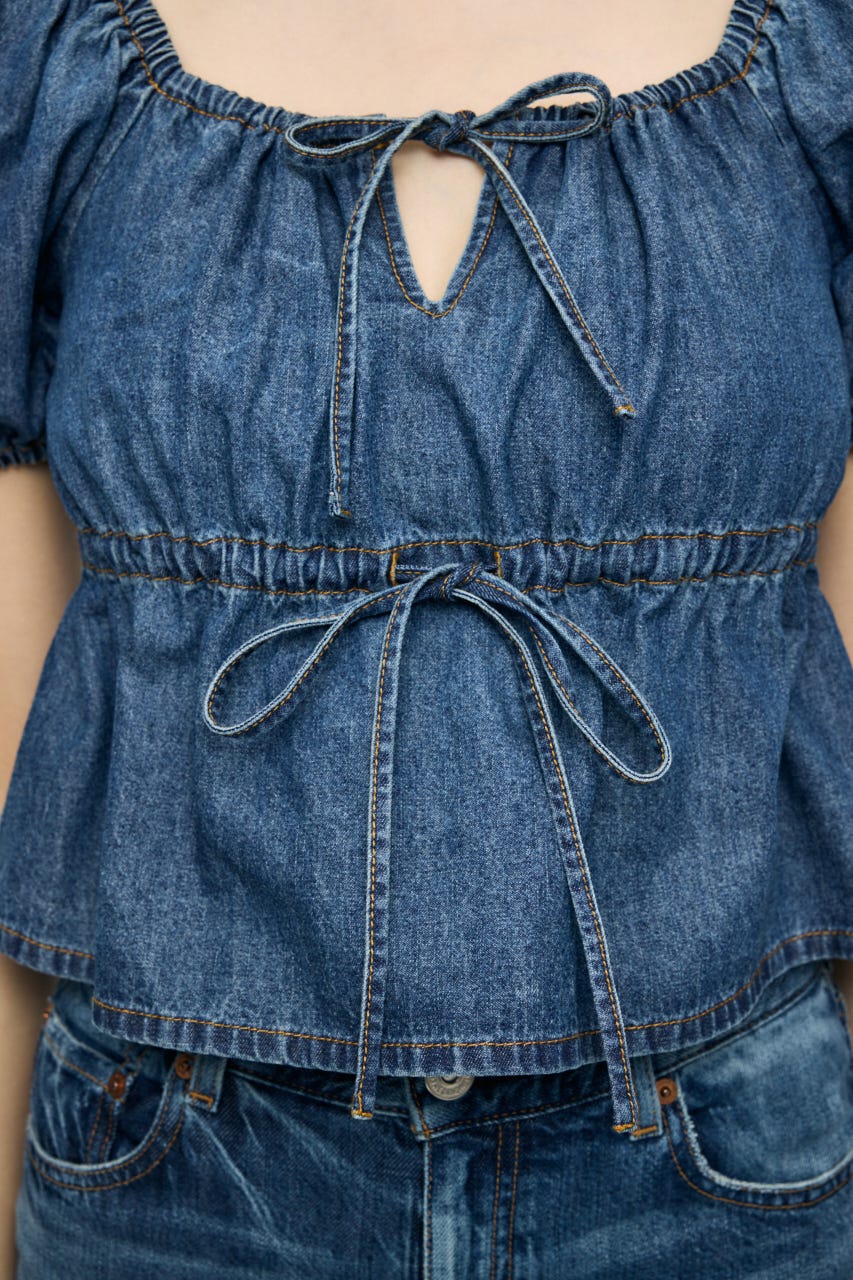 【SS先行アイテム】DENIM PUFF ブラウス BLU FREE