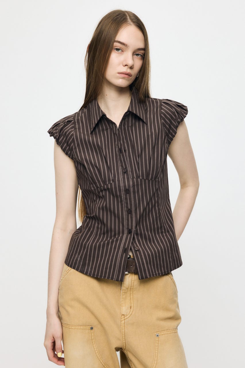 PUFF CAP SLEEVE ブラウス BRN 2
