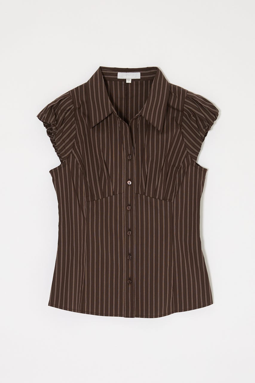 PUFF CAP SLEEVE ブラウス BRN 2