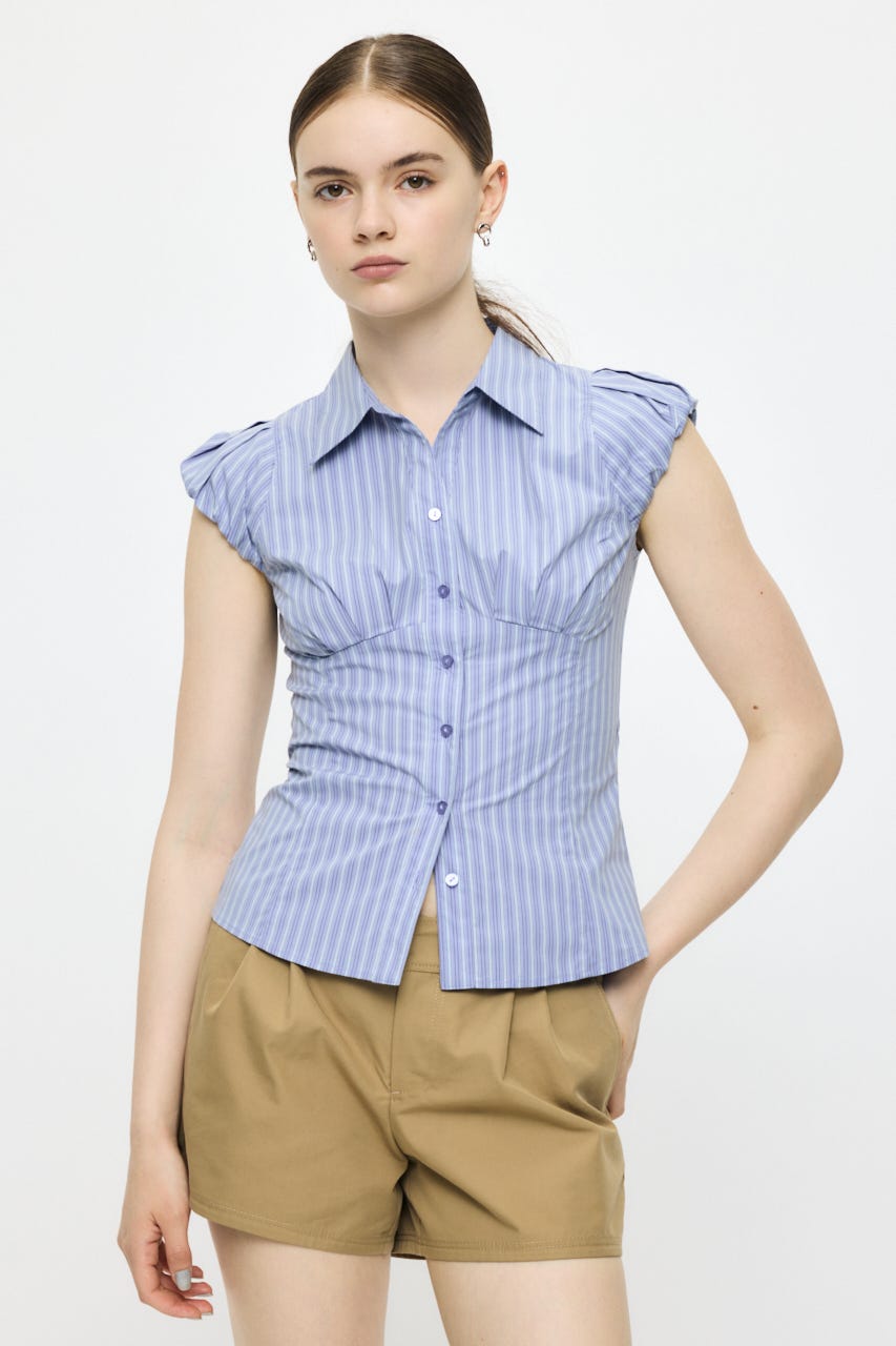 PUFF CAP SLEEVE ブラウス L/BLU 1