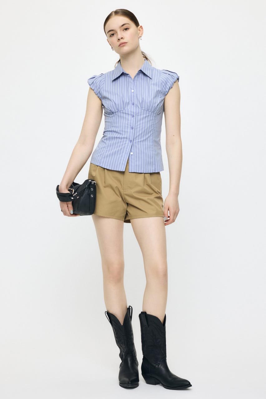 PUFF CAP SLEEVE ブラウス L/BLU 1