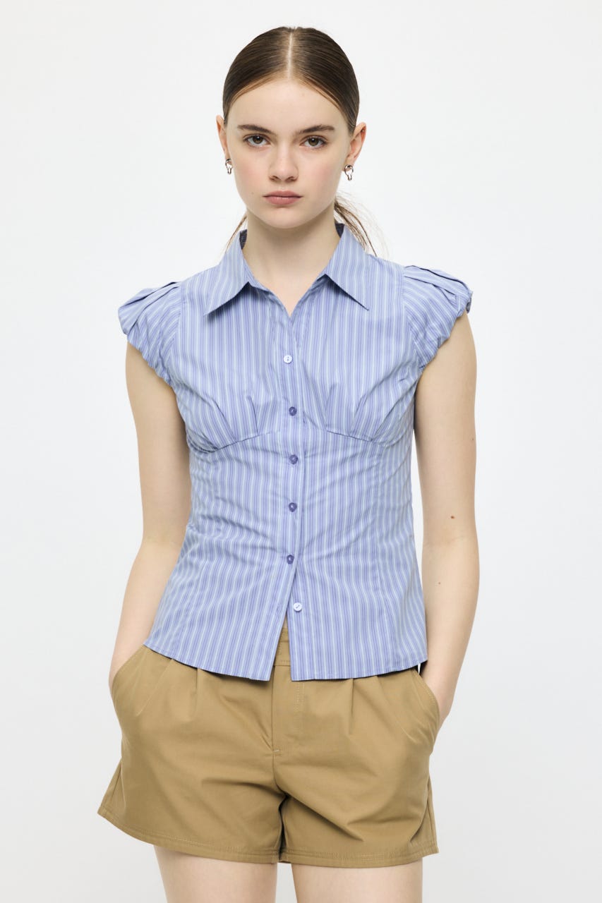 PUFF CAP SLEEVE ブラウス L/BLU 1