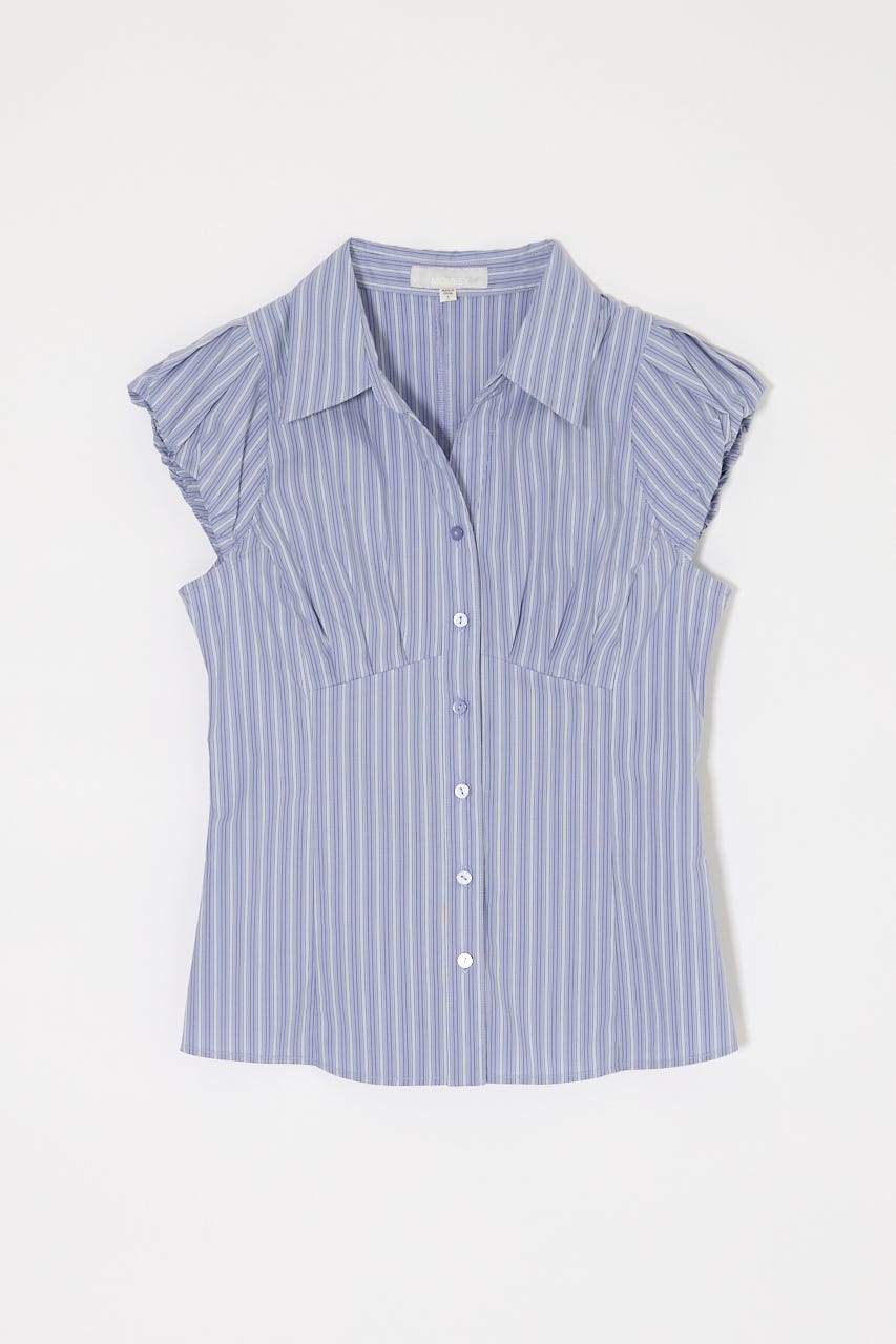 PUFF CAP SLEEVE ブラウス L/BLU 1