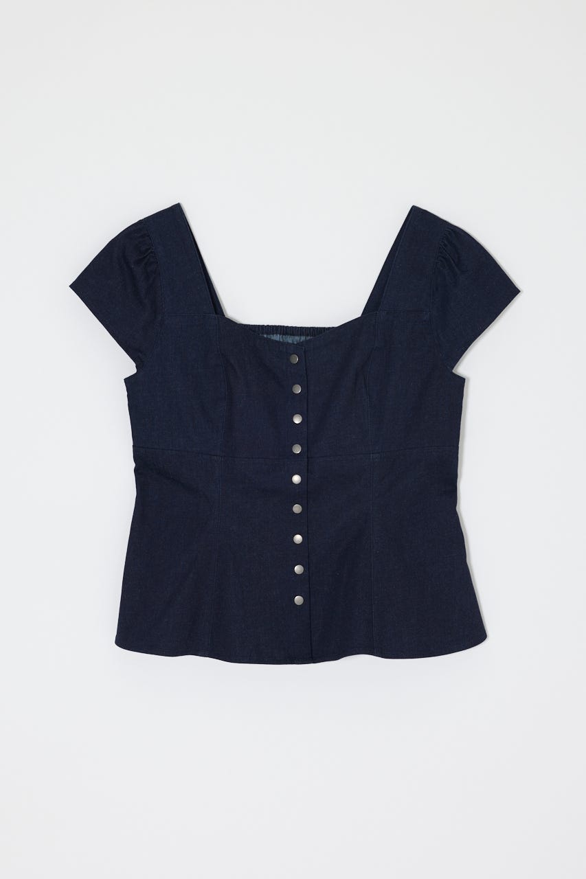 BUTTON UP FITTED ブラウス D/BLU 2