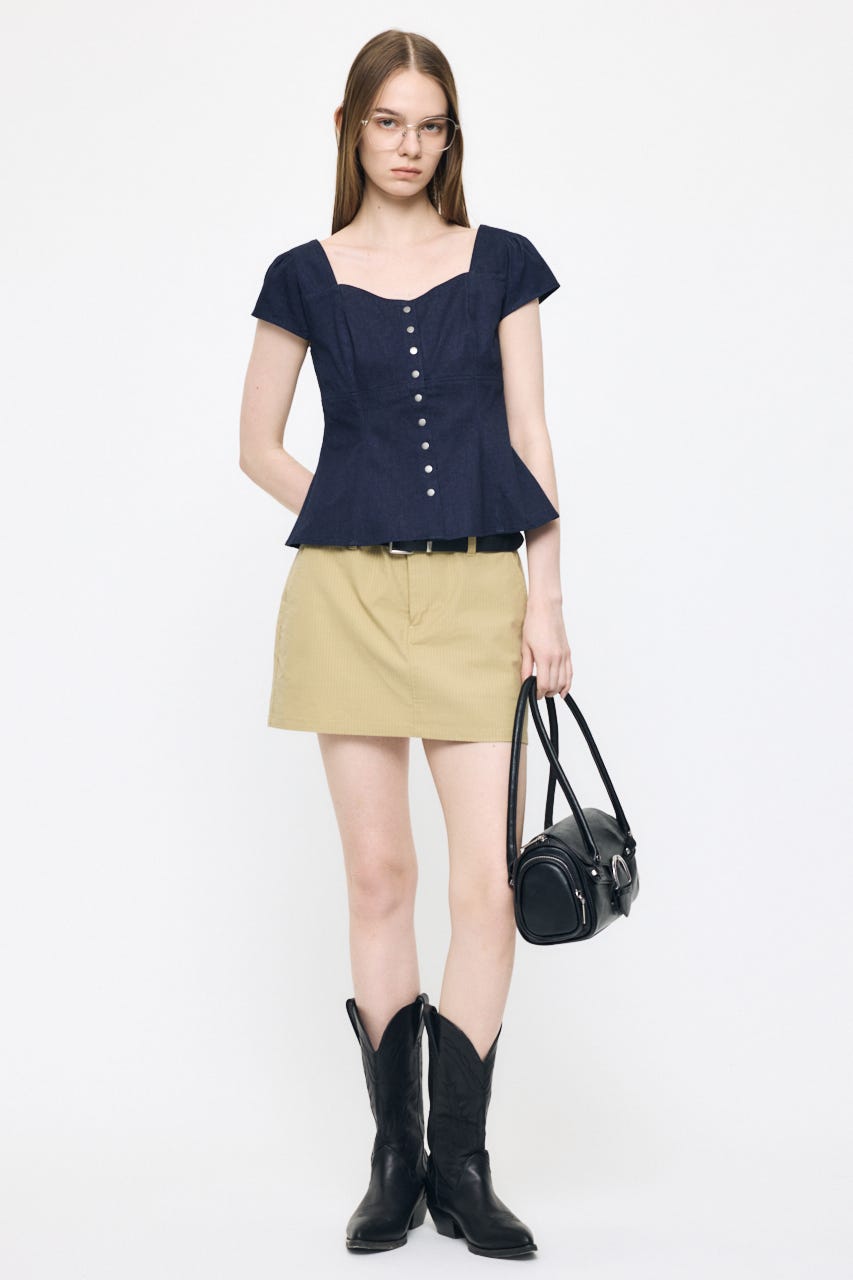 BUTTON UP FITTED ブラウス D/BLU 2