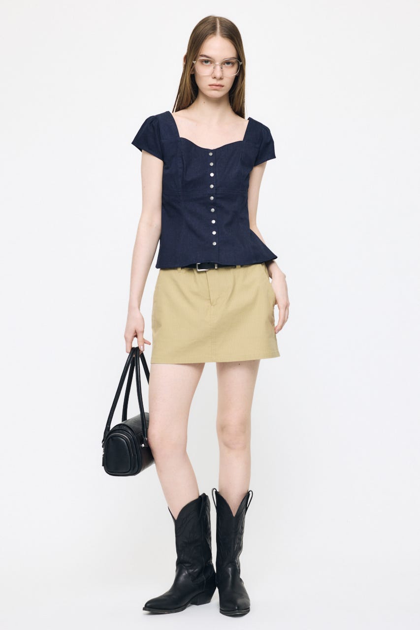 BUTTON UP FITTED ブラウス D/BLU 2