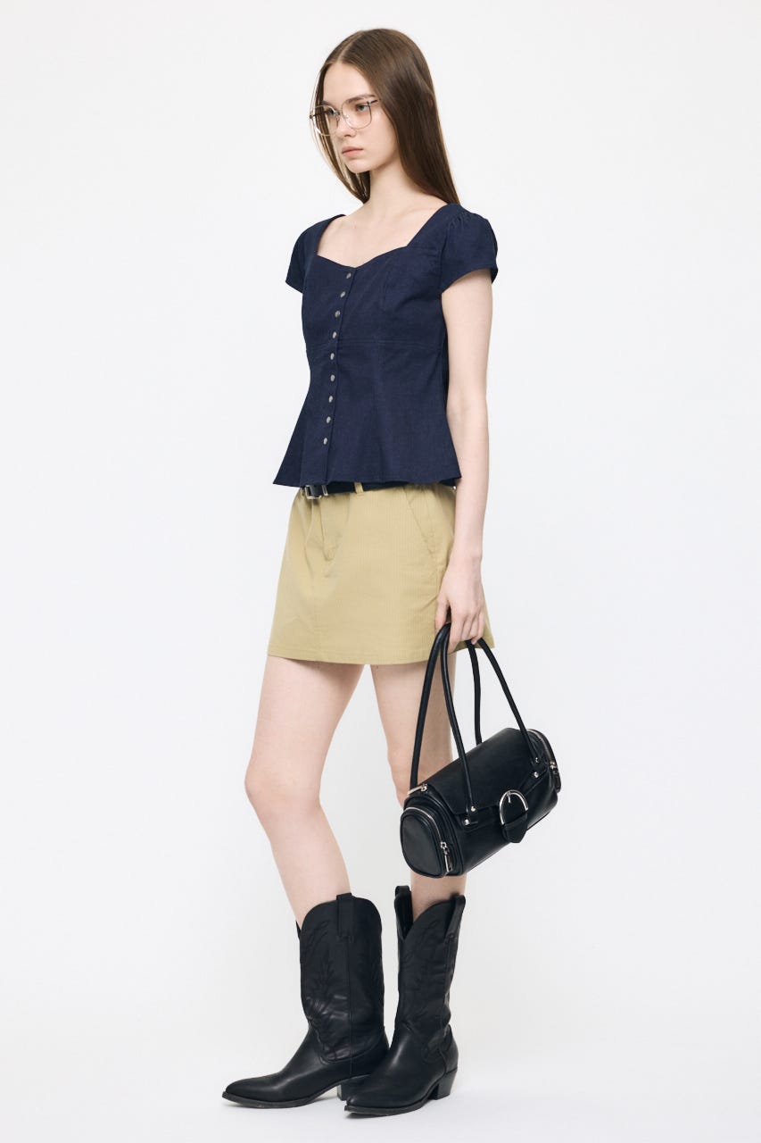 BUTTON UP FITTED ブラウス D/BLU 2