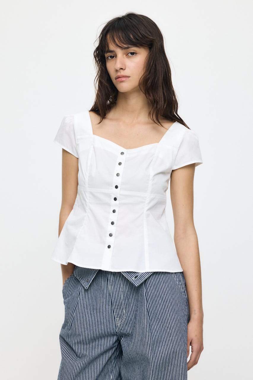 BUTTON UP FITTED ブラウス WHT 2