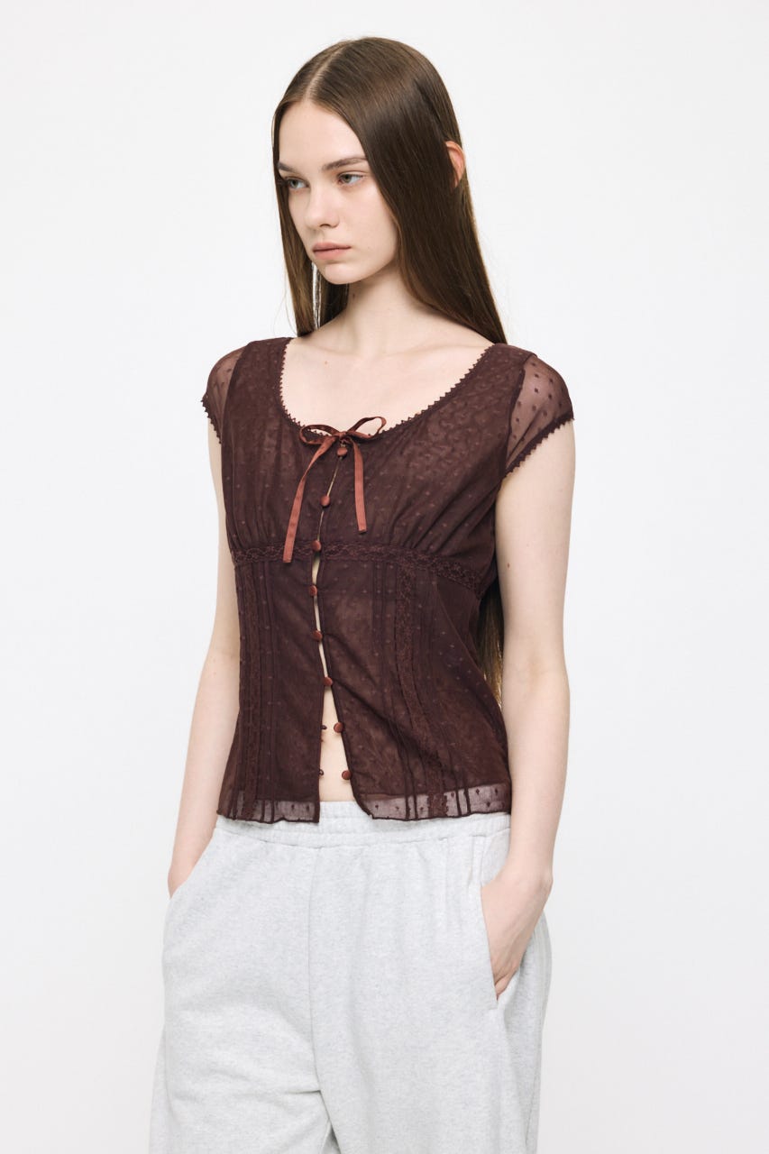 TULLE PINTUCKブラウス BRN 2