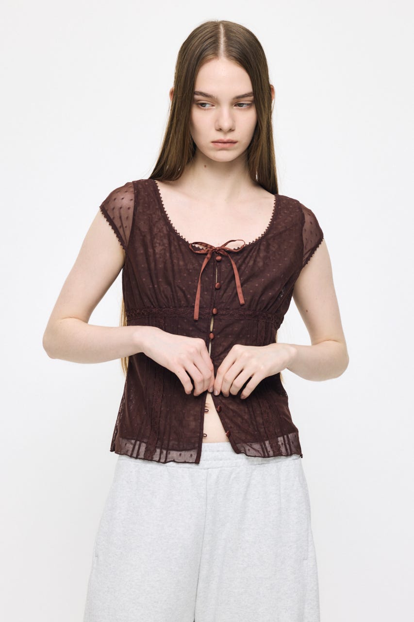 TULLE PINTUCKブラウス BRN 2