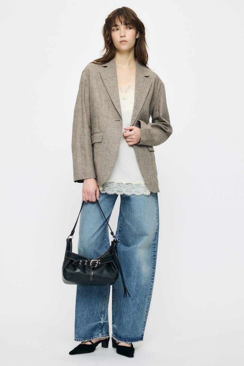 LINEN BLEND OVERSIZED ジャケット BRN FREE