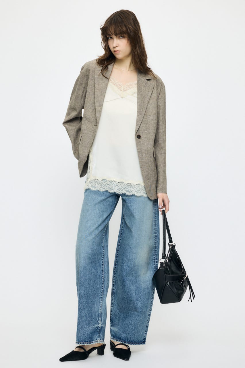 LINEN BLEND OVERSIZED ジャケット BRN FREE