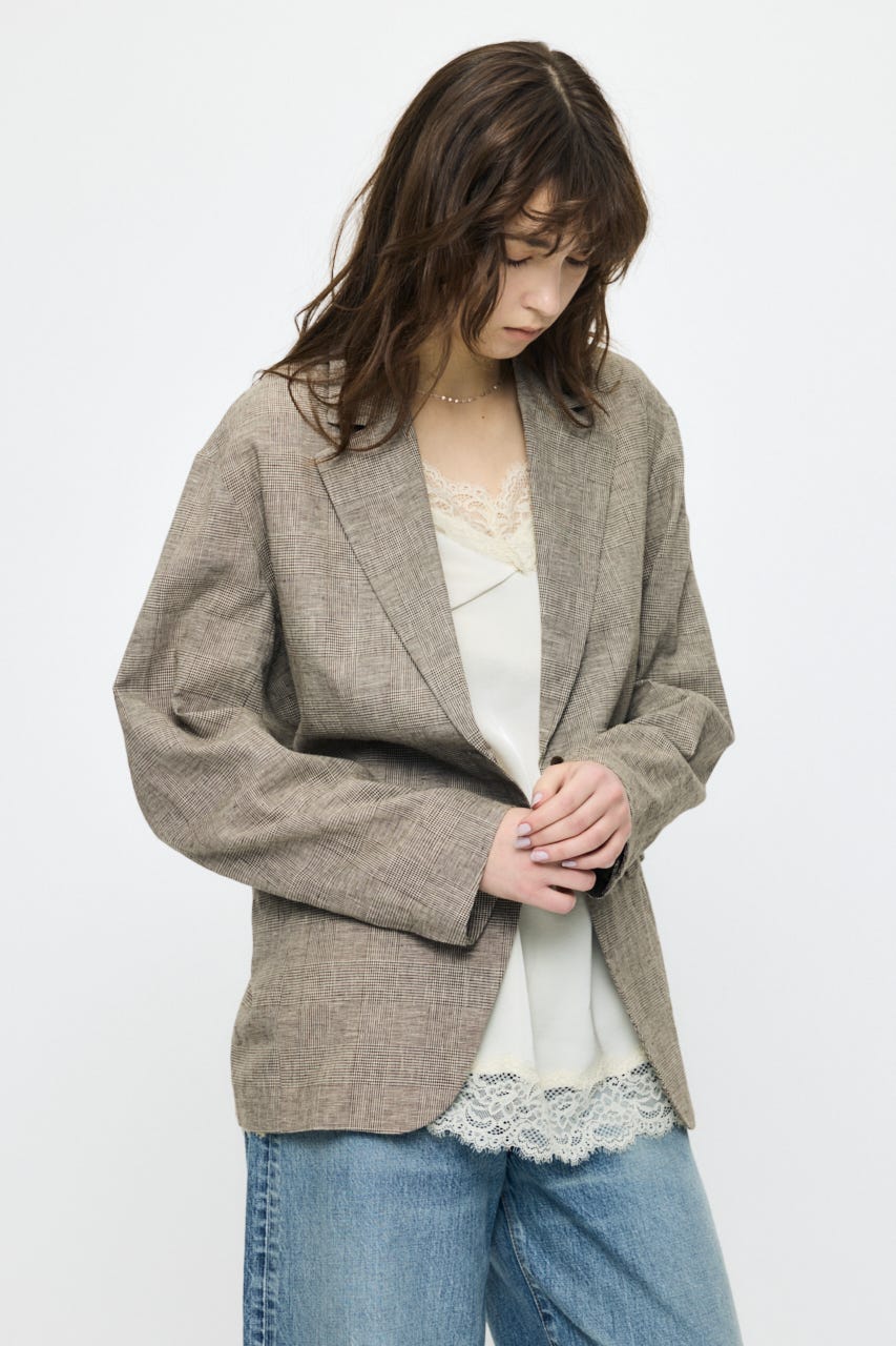 LINEN BLEND OVERSIZED ジャケット BRN FREE