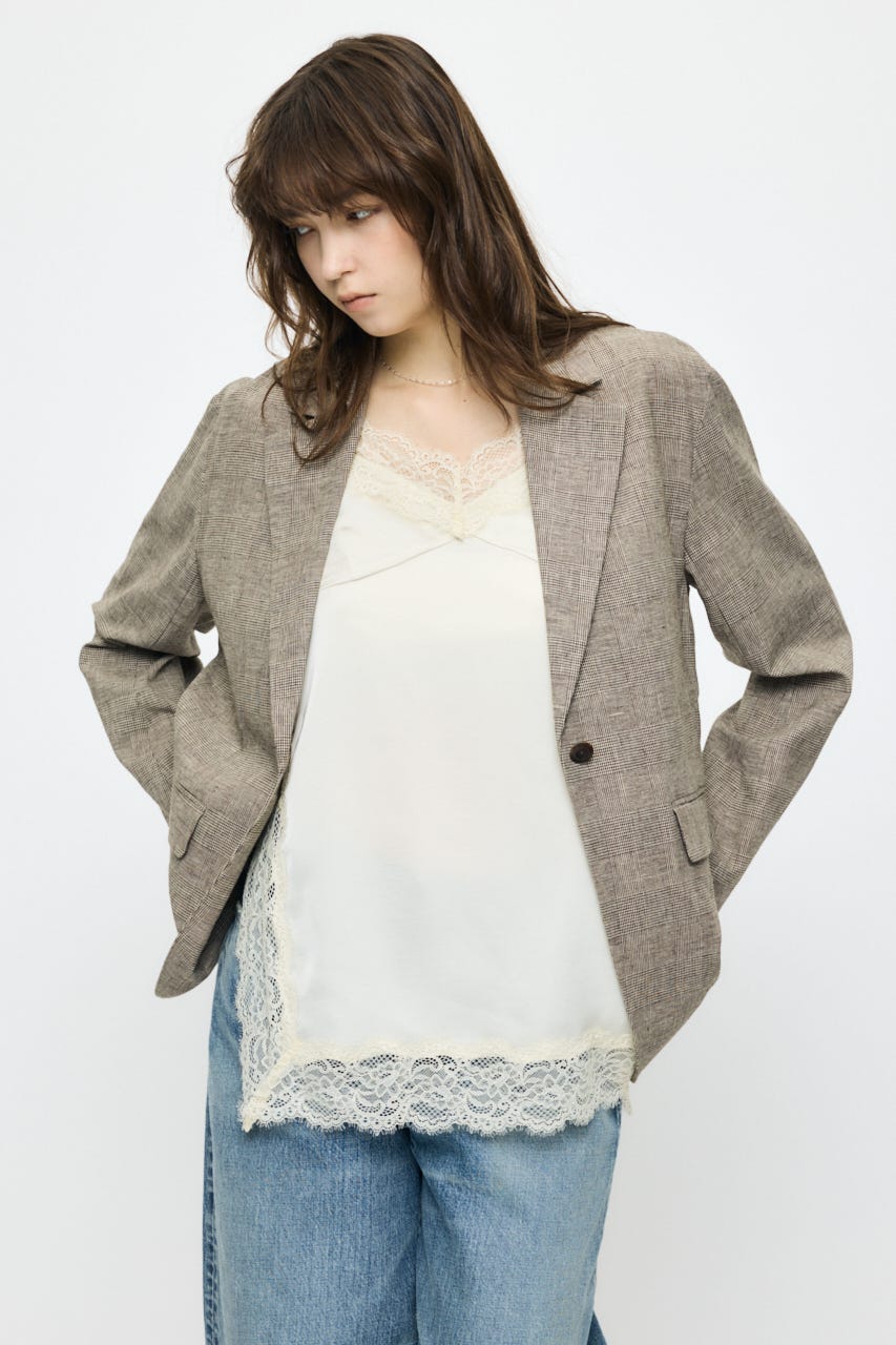 LINEN BLEND OVERSIZED ジャケット BRN FREE