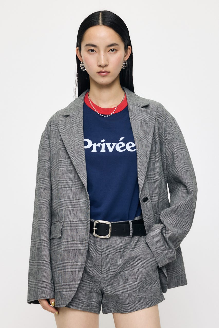 LINEN BLEND OVERSIZED ジャケット GRY FREE