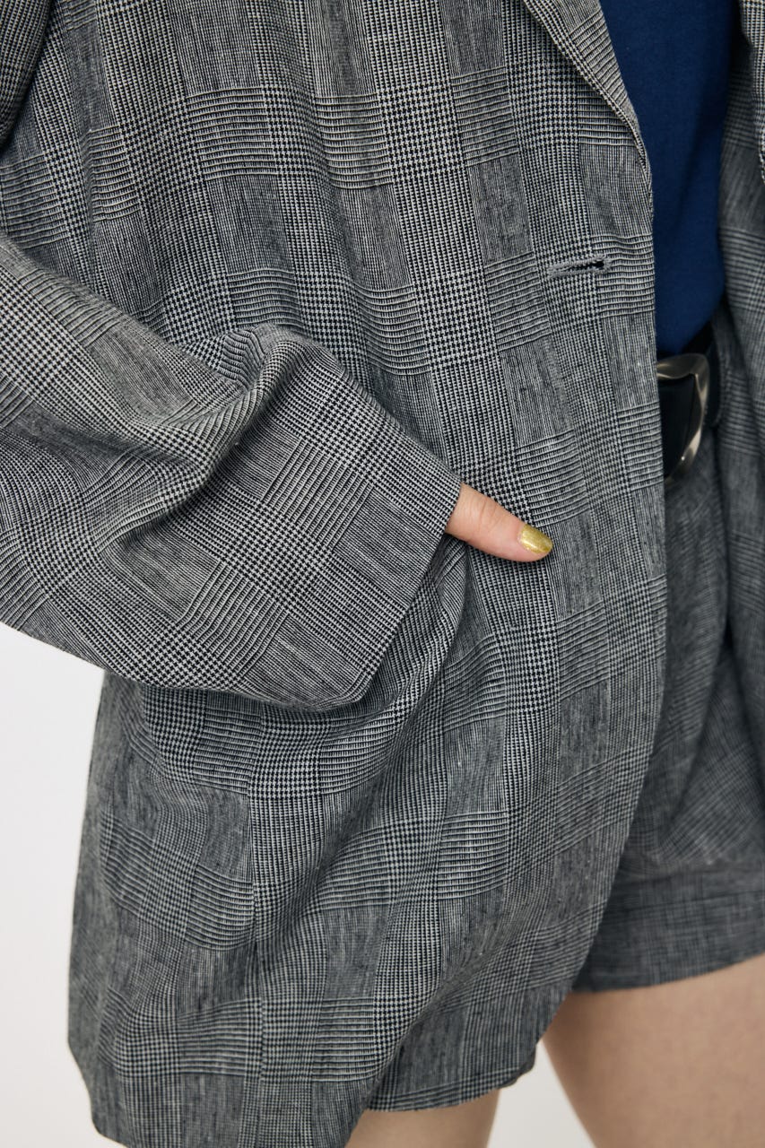 LINEN BLEND OVERSIZED ジャケット GRY FREE