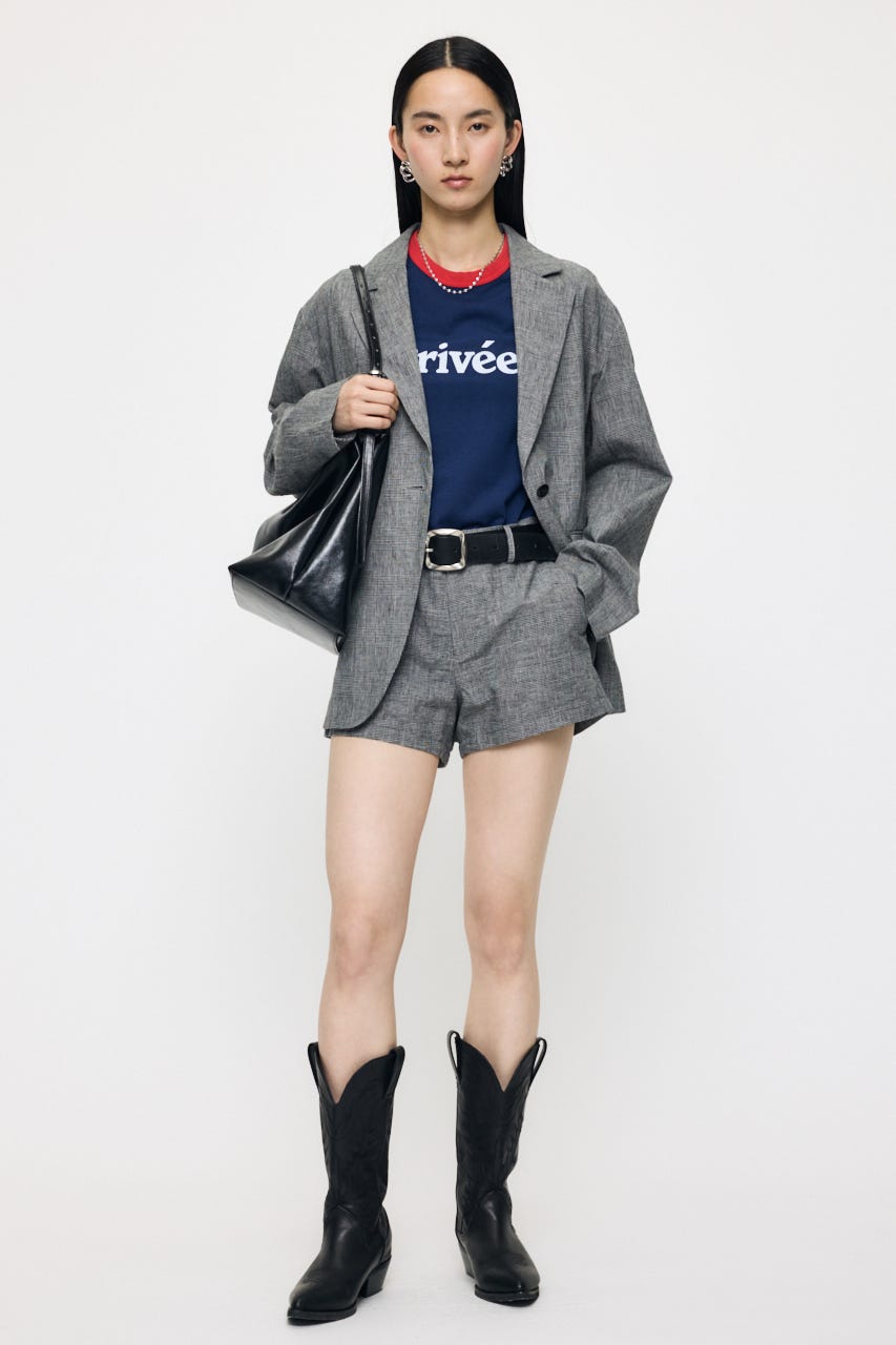 LINEN BLEND OVERSIZED ジャケット GRY FREE