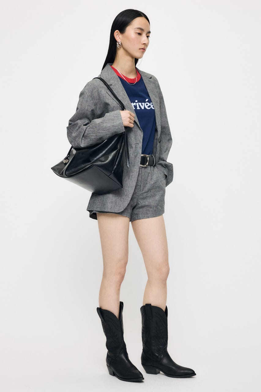 LINEN BLEND OVERSIZED ジャケット GRY FREE