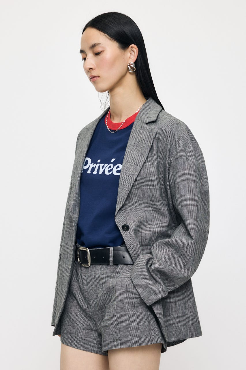 LINEN BLEND OVERSIZED ジャケット GRY FREE