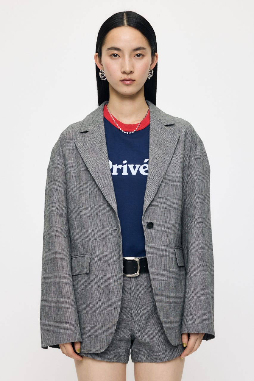 LINEN BLEND OVERSIZED ジャケット GRY FREE
