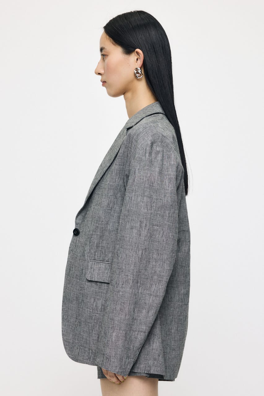 LINEN BLEND OVERSIZED ジャケット GRY FREE