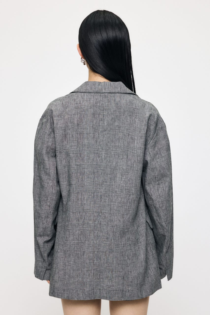 LINEN BLEND OVERSIZED ジャケット GRY FREE
