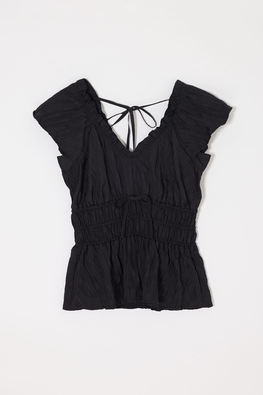 WRINKLE RUFFLE SLEEVE ブラウス BLK FREE