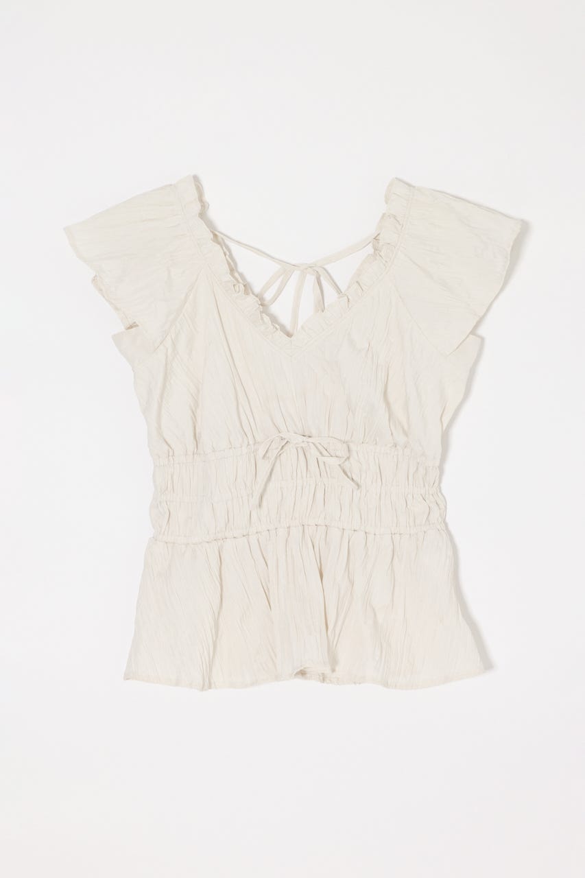 WRINKLE RUFFLE SLEEVE ブラウス O/WHT FREE