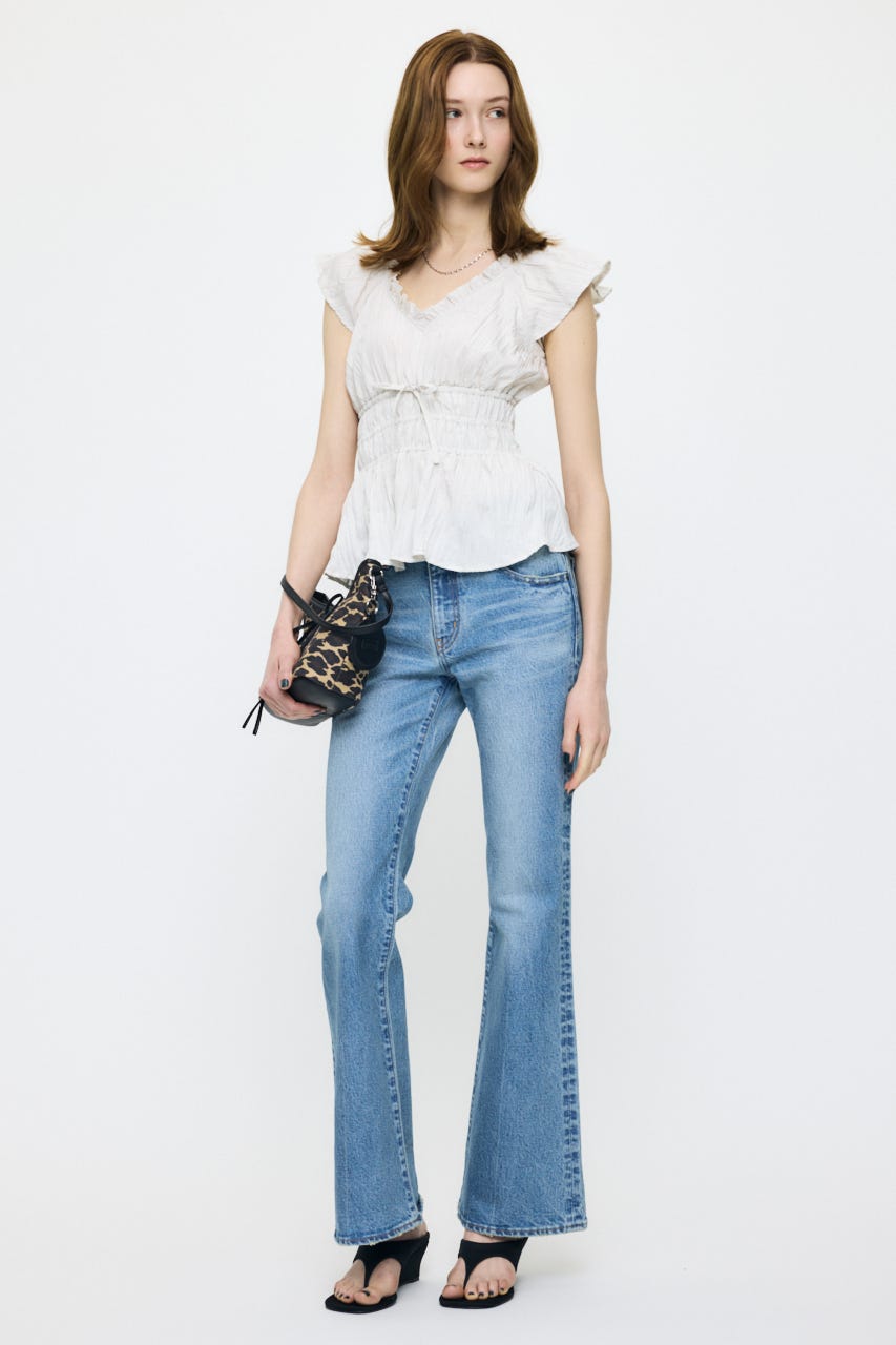 WRINKLE RUFFLE SLEEVE ブラウス O/WHT FREE