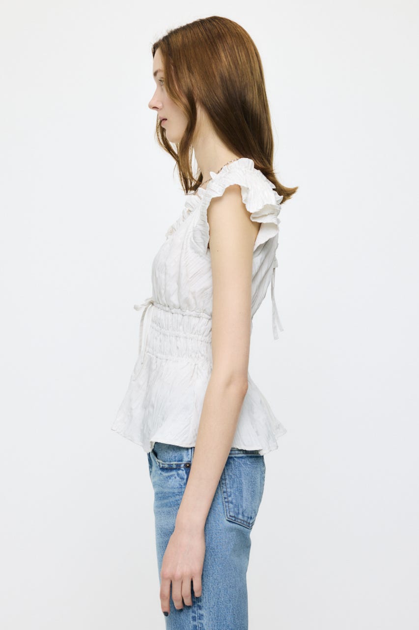 WRINKLE RUFFLE SLEEVE ブラウス O/WHT FREE