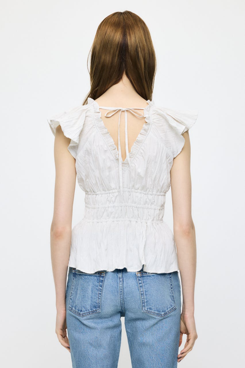 WRINKLE RUFFLE SLEEVE ブラウス O/WHT FREE