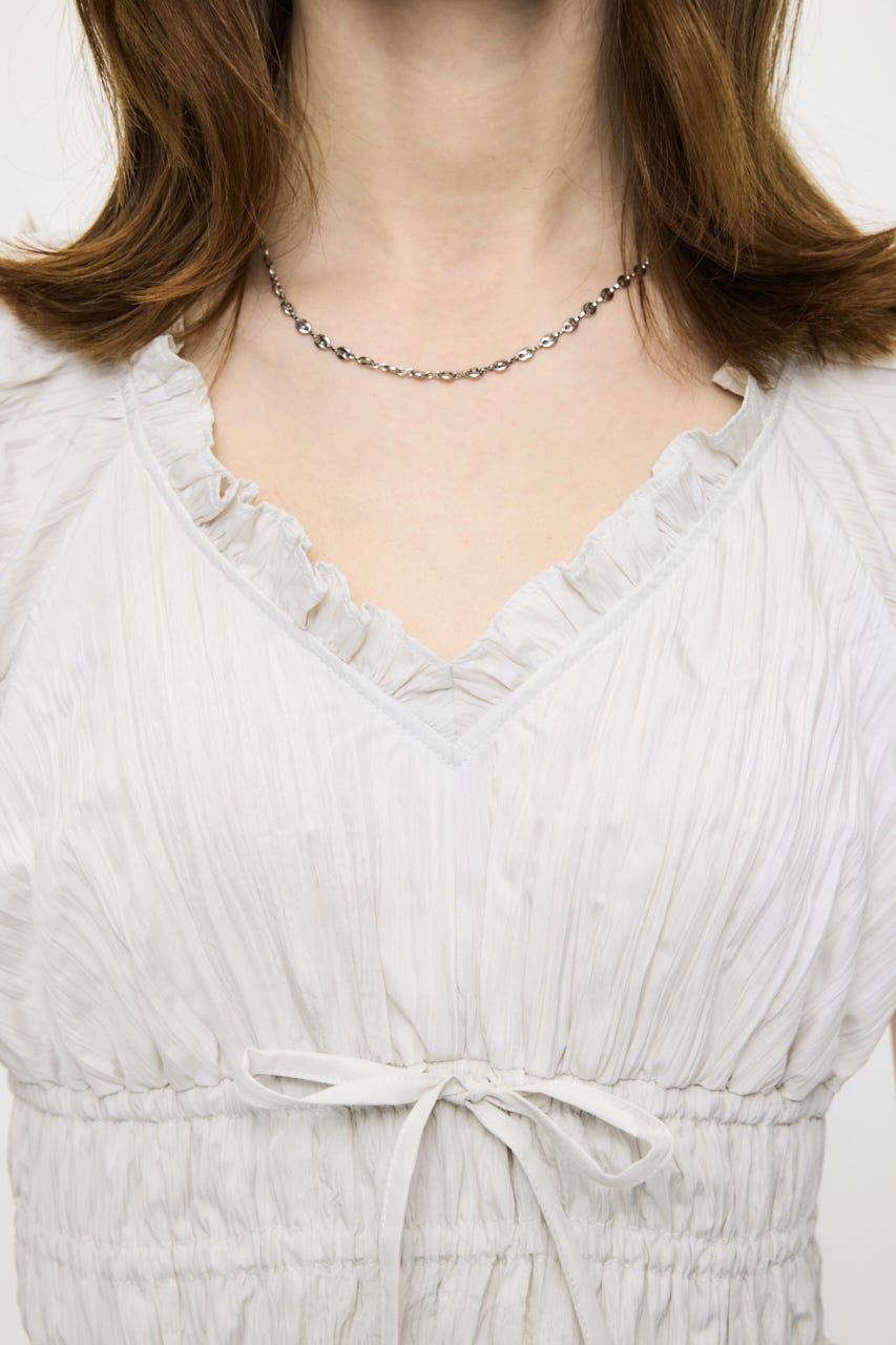 WRINKLE RUFFLE SLEEVE ブラウス O/WHT FREE