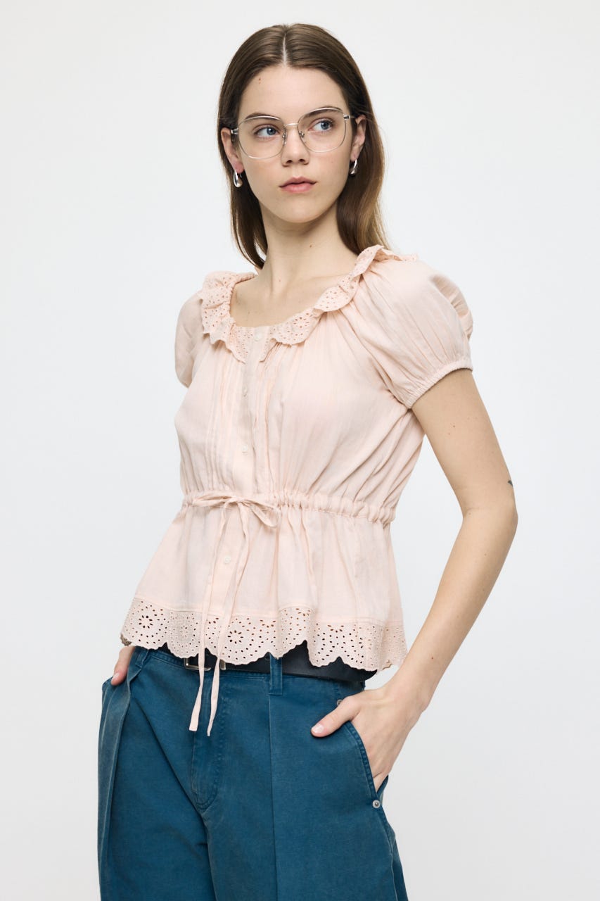 EYELET PUFF ブラウス L/ORG FREE