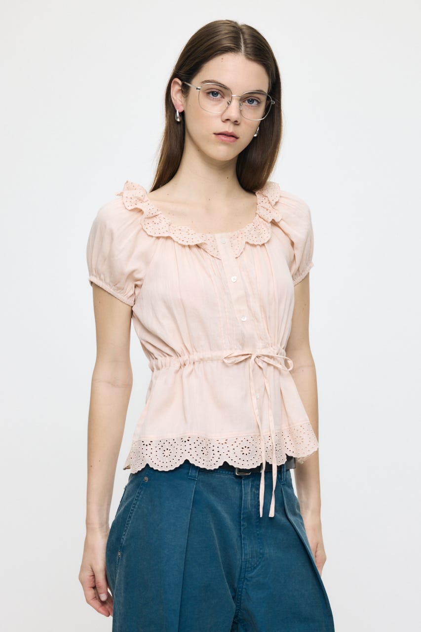 EYELET PUFF ブラウス L/ORG FREE