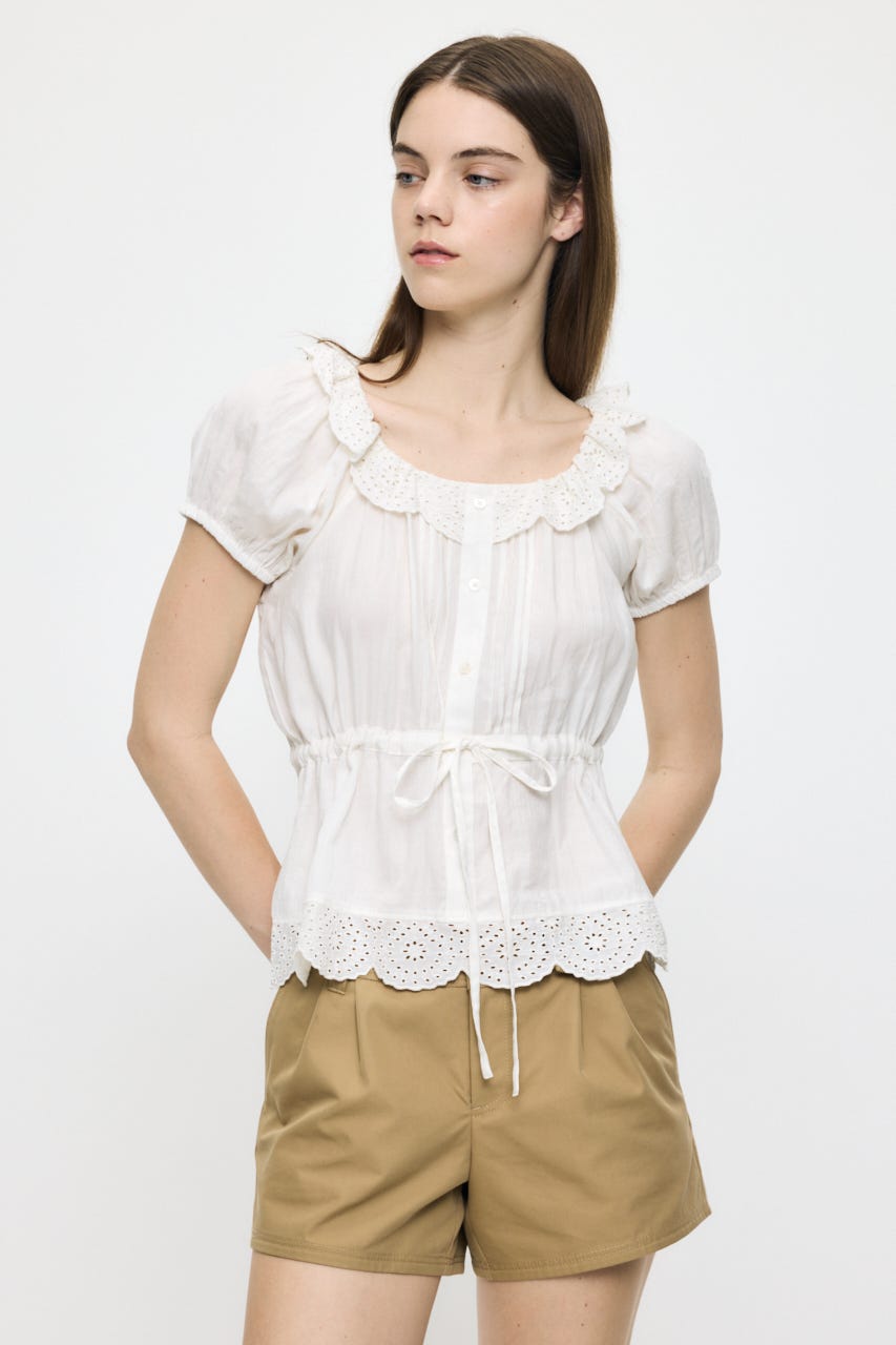 EYELET PUFF ブラウス WHT FREE