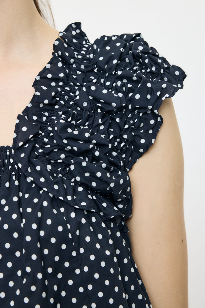 【WEB限定カラー】SHOULDER FRILLS トップス 柄BLK FREE