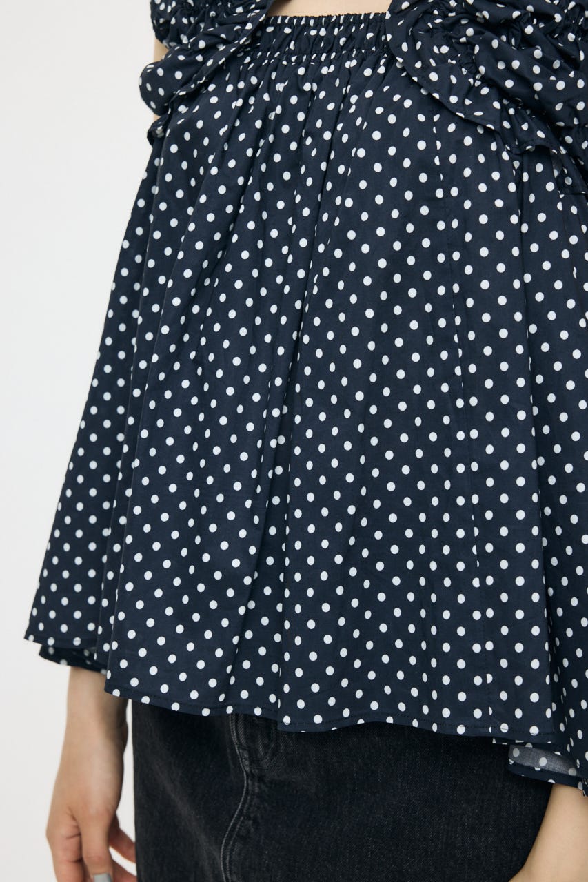 【WEB限定カラー】SHOULDER FRILLS トップス 柄BLK FREE