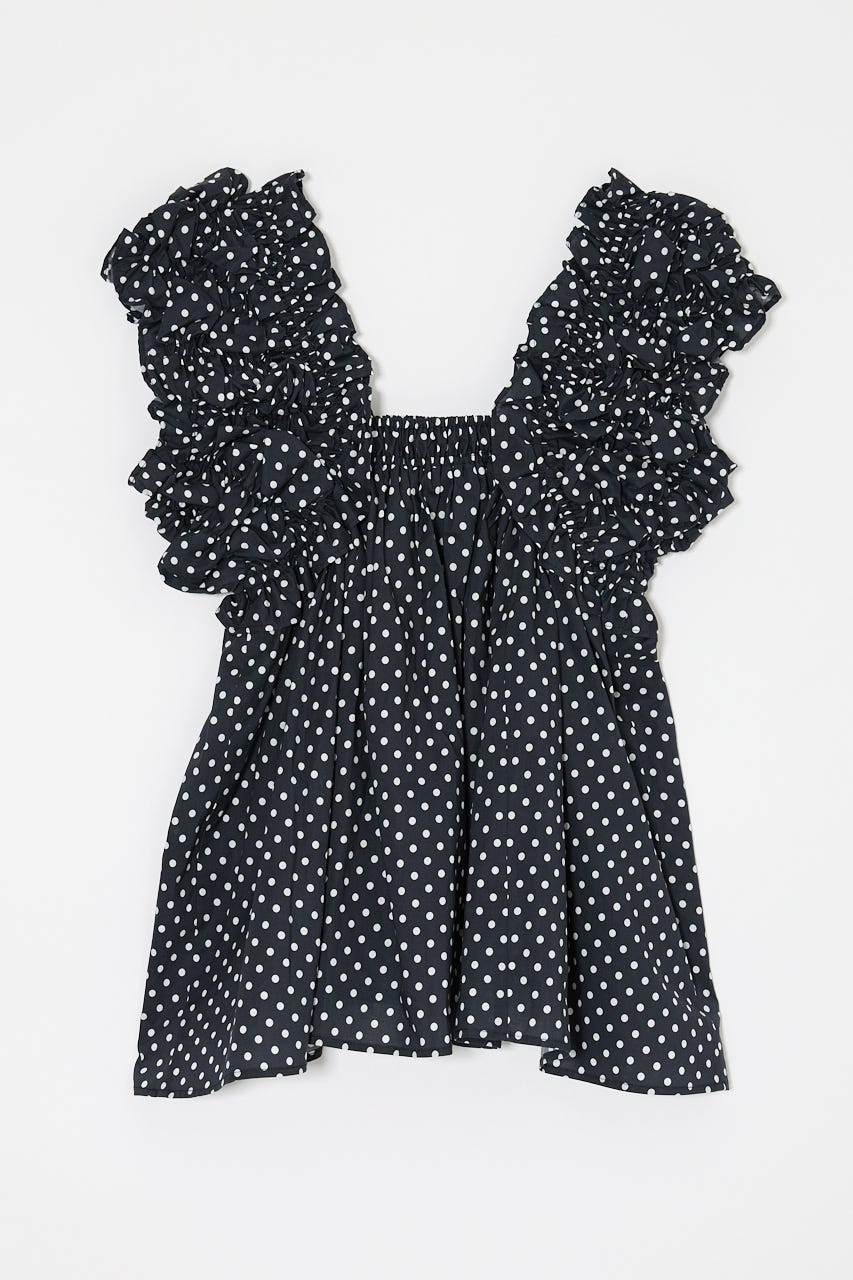 【WEB限定カラー】SHOULDER FRILLS トップス 柄BLK FREE