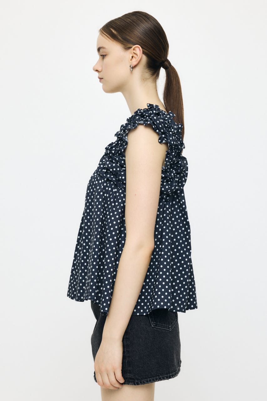 【WEB限定カラー】SHOULDER FRILLS トップス 柄BLK FREE