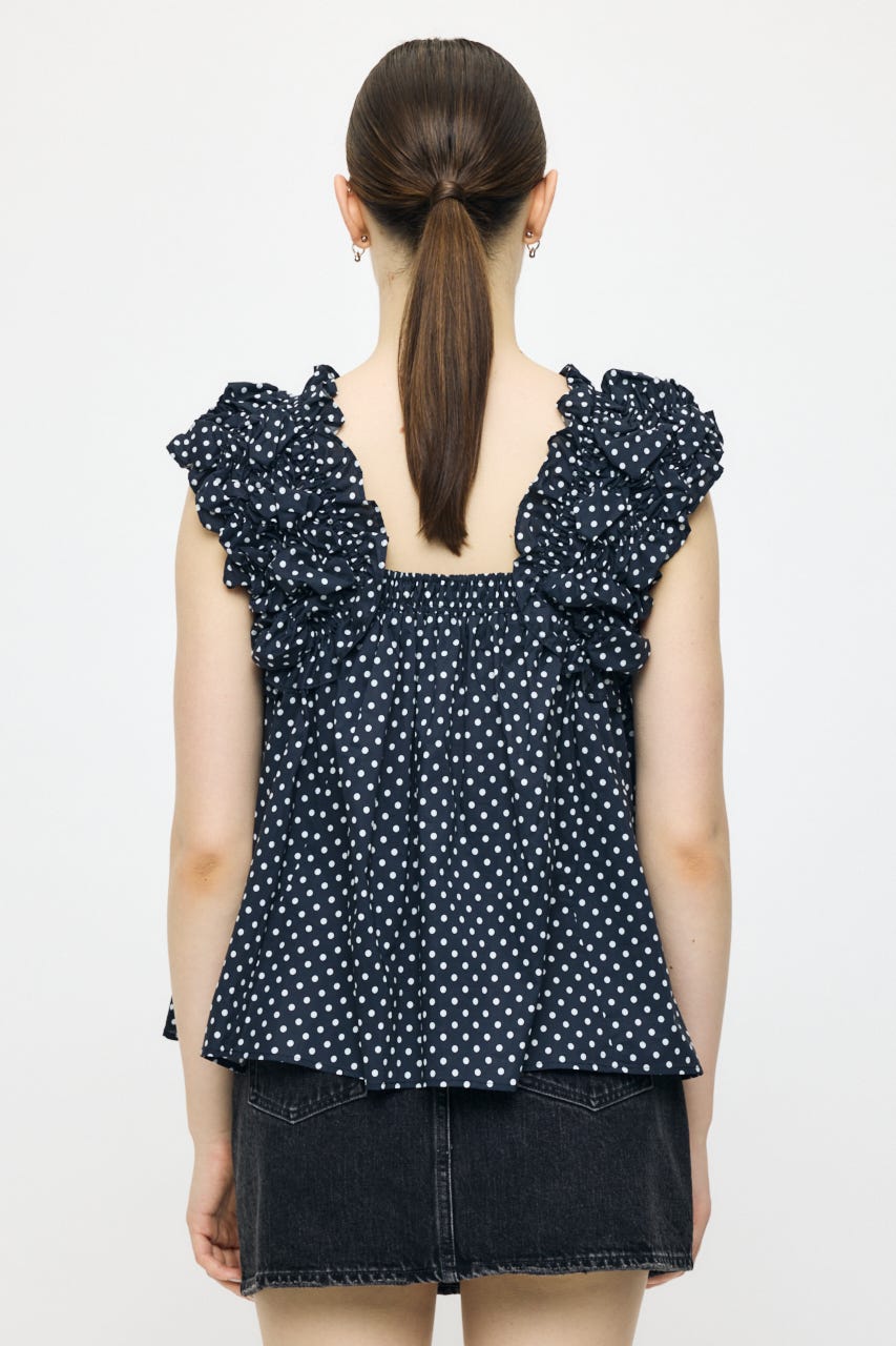 【WEB限定カラー】SHOULDER FRILLS トップス 柄BLK FREE