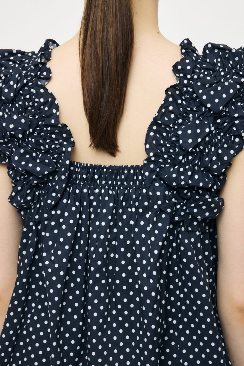 【WEB限定カラー】SHOULDER FRILLS トップス 柄BLK FREE