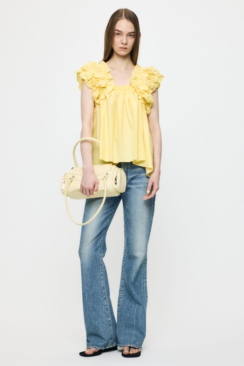 SHOULDER FRILLS トップス L/YEL FREE