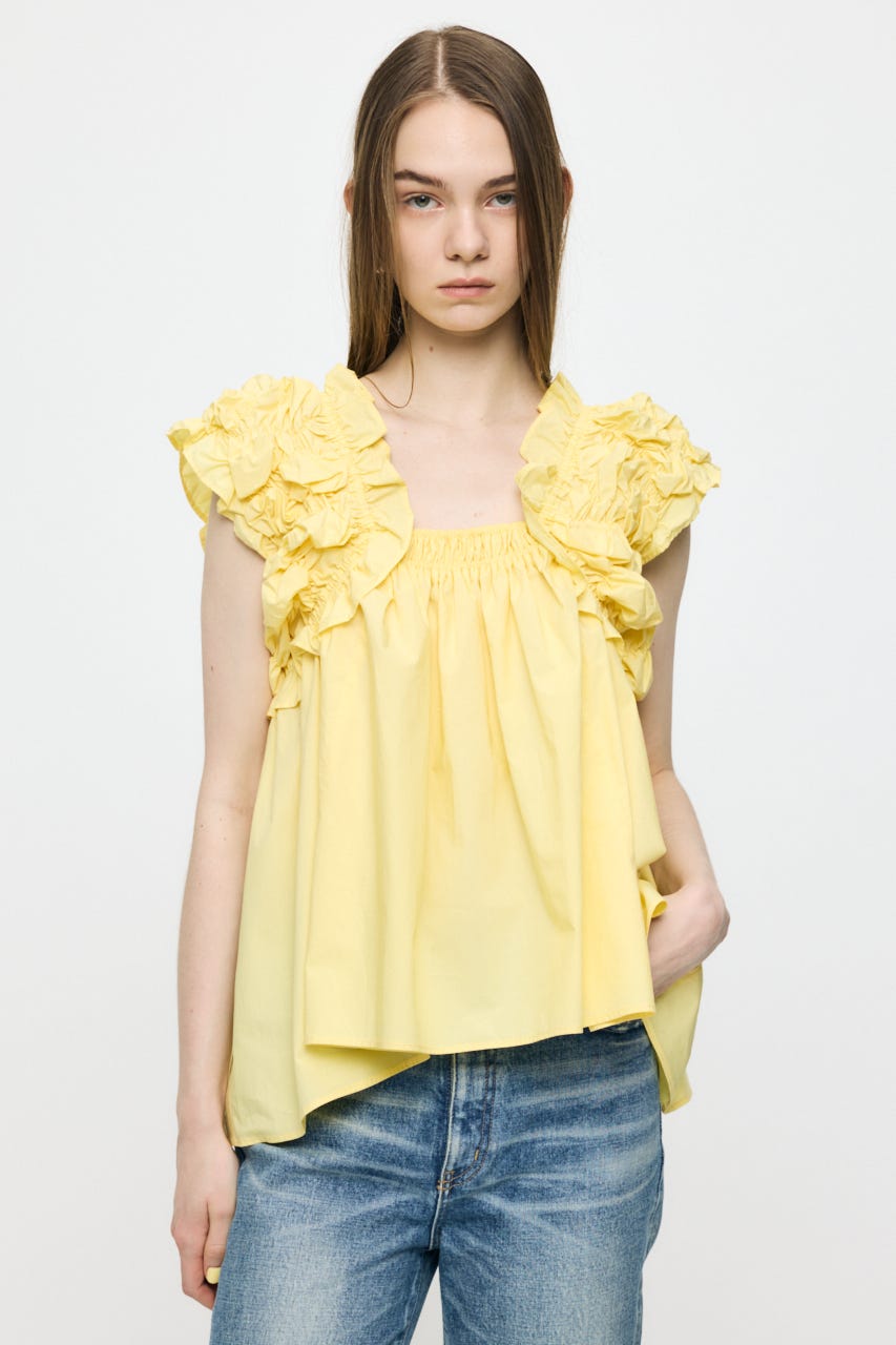 SHOULDER FRILLS トップス L/YEL FREE