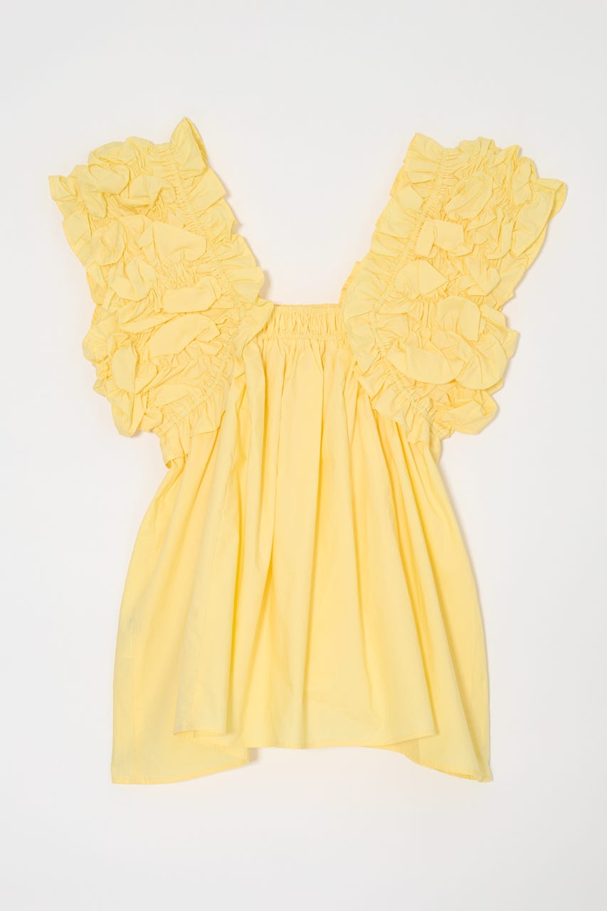 SHOULDER FRILLS トップス L/YEL FREE