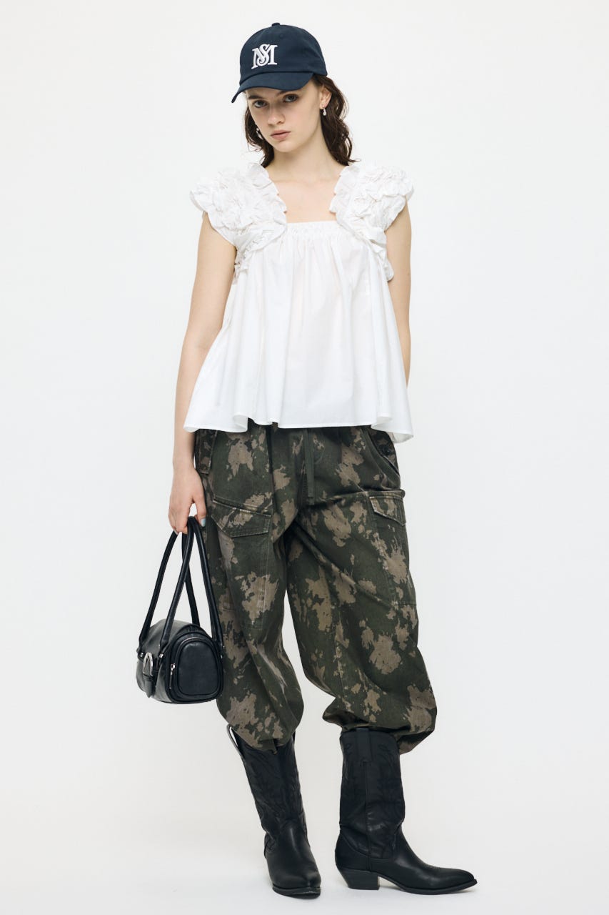SHOULDER FRILLS トップス WHT FREE