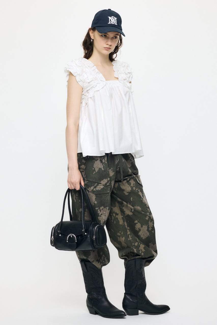 SHOULDER FRILLS トップス WHT FREE