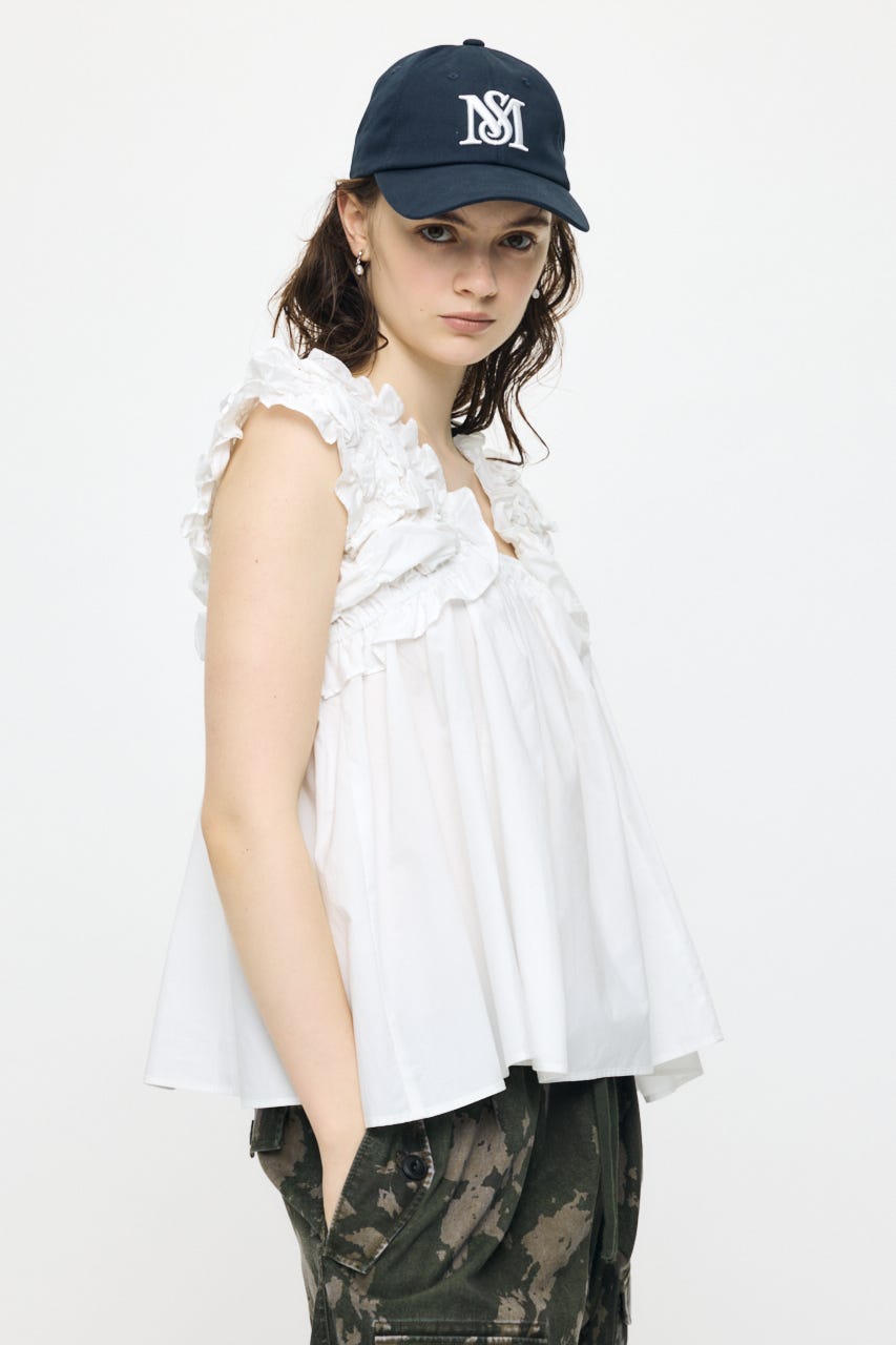 SHOULDER FRILLS トップス WHT FREE