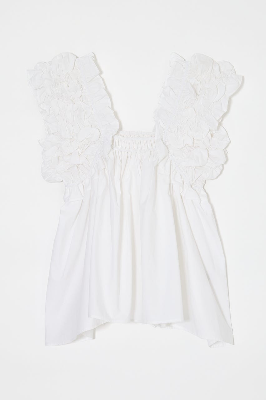 SHOULDER FRILLS トップス WHT FREE