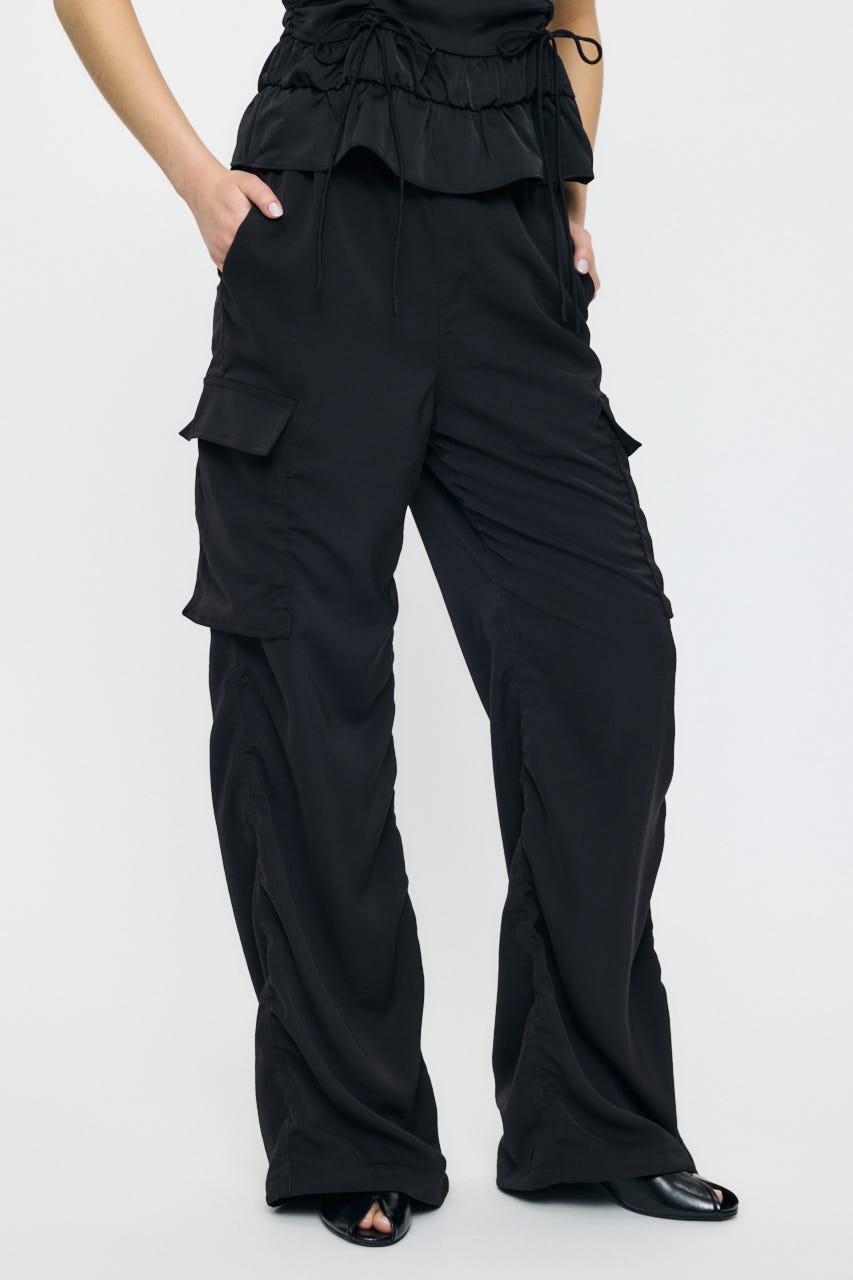 SATIN CARGO パンツ BLK 1