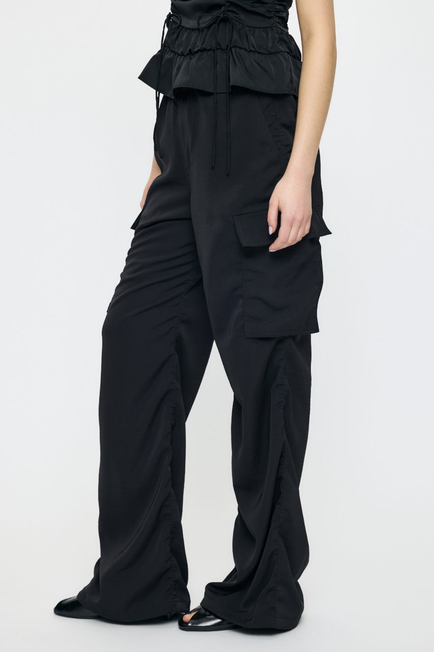 SATIN CARGO パンツ BLK 1